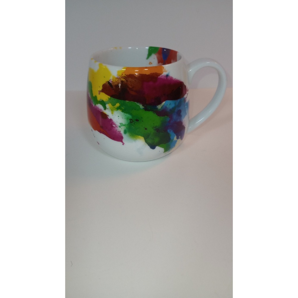 Konitz Germany Watercolor Splash Porcelain Mug Multicolor Abstract Rainbow